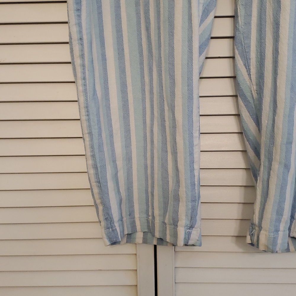 Purple & More Linen Blend Blue And White Striped Pants, Size XL - Picture 3 of 8
